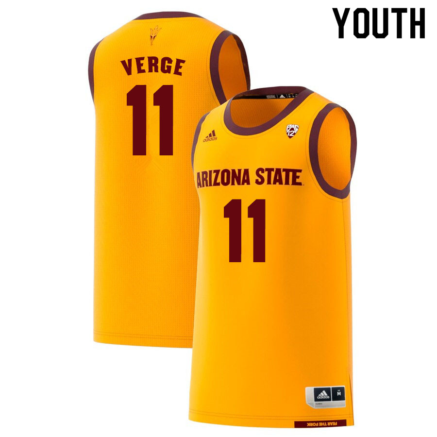 Youth #11 Alonzo Verge Arizona State Sun Devils College Basketball Jerseys Sale-Gold